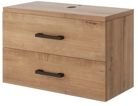 UEV Waschbeckenunterschrank für Gäste-WC/kleines Bad, Waschtisch kleine, Badschrank, Badezimmerschrank, Waschplatz ausreichend Stauraum Platzsparender 80,5 x 40,5 x 53,2 cm, Natur