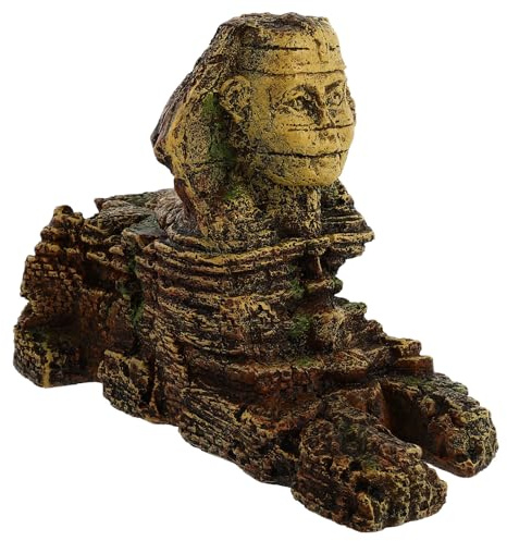 VICASKY Aquarium Dekoration Sphinx Statue aus Harz Realistische Ägyptische Sphinx Ornament Skulptur Umweltfreundliche Deko für Fischtanks Geeignet für Garnelen Schnecken Süß
