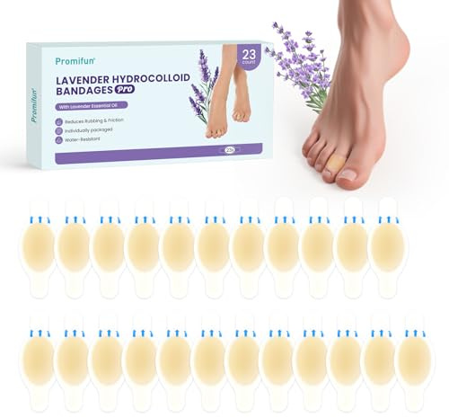 Promifun - Apósitos de gel hidrocoloide de 23 quilates, autoadhesivos, resistentes al agua, para talones, pies, dedos de los pies, prevención de ampollas para viajes, uso diario y familia (paquete B)