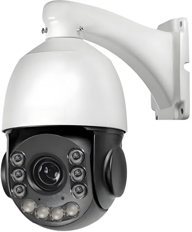 GLOBAL SECURITY Caméra IP POE PTZ 8 MP 4 K 54 X Zoom optique Speed Dome – Vision nocturne en couleur laser, suivi automatique, IP66, PoE