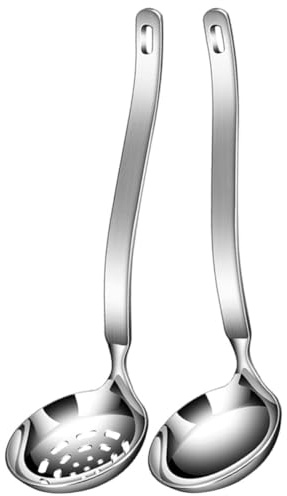ABOOFAN Cucharón Sopero De Acero Inoxidable 304, Cuchara Coladora Ranurada, Set 2 Piezas, Utensilio De Cocina Doméstico, Para Servir Sopa En Restaurante o Hogar