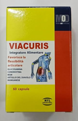 VIACURIS Integratore Alimentare con Glucosamina, MSM Complex, Condroitina e Artiglio del Diavolo per Flessibilità Articolare, 60 Capsule