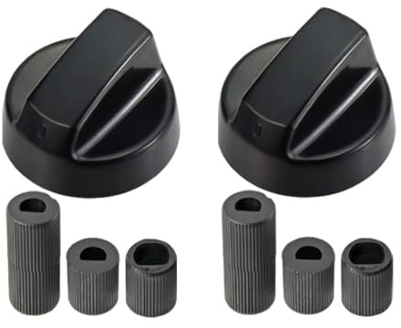 LACHT Pack 2 Manija Perillas Mando Universal Para Horno, Perilla Placa De Vitrocerámica, Perillas De Cocina, Manija Cocina De Gas, Incluye 3 Adaptadores, 4 Cm Diámetro (Negro)