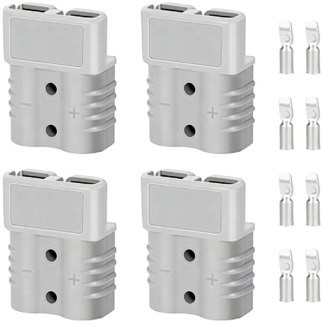 Anderson - 4 batterie connettore 50 A 600 V, batteria connessione rapida presa con 8 terminali in rame argentato, connettore modulare per batteria al litio, alimentazione elettrica, auto, moto
