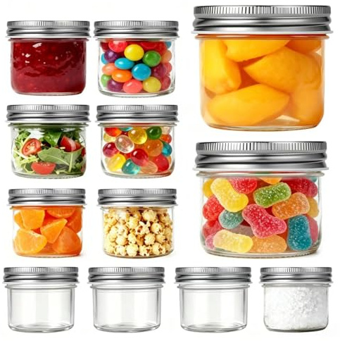Revkknv Lot de 12 mini Confiture en Verre avec Couvercles Hermétiques 100ML | Petit Pot en Verre avec Couvercle,mini pots à miel en verre,Pot de Confiture Vide,bocaux à confiture en verre,Pot à Confiture