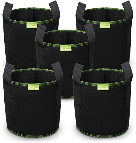 SIMBOOM Grow Borse, Sacchi da Orto per Coltivazione Vasi di Tessuto Piantare Pomodori e Zucchine Set di 5 (10 Galloni - 40 L)