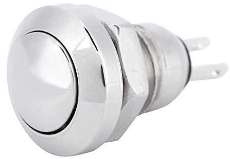 1A 24V Interruptor de botón momentáneo, Mini interruptor de botón a prueba de agua para agujero de 8mm, Carcasa de acero inoxidable(latón niquelado)