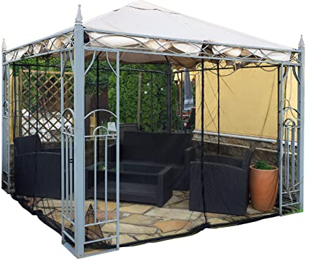 Kastenförmiges Moskitonetz für Pavillon Terrasse Lodge oder Balkon im Transportbeutel für Reisen (300x300, Schwarz)