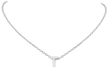 FindChic Kette T Damen Kette mit Buchstaben Silber Mini Alphabet Anhänger Mädchen Initial Necklace Edelstahl Anfangsbuchstaben Kette Geschenk für Geburtstag Muttertag Weihnachten