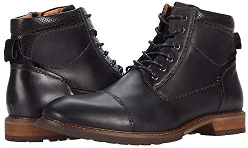 Florsheim Lodge Cap Toe Lace-Up Boot Black Crazy Horse 13 W (3E)