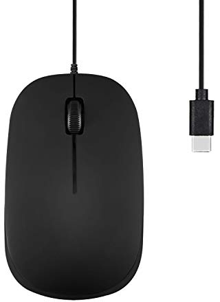 Perixx PERIMICE-201C USB Tipo C Mouse ottico cablato con 3 pulsanti, rotellina di scorrimento, 1000 DPI, nero