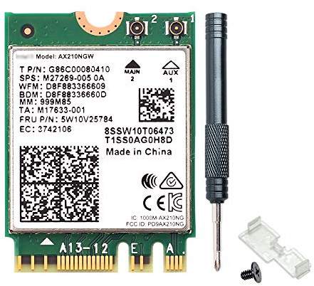 AX210NGW WiFi 6E Card for PC Laptop - Tri-Band 5400Mbps with Bluetooth 5.3 Supports New 6GHz Band, 160MHz Channel, MU-MIMO M.2 2230 Interface for Intel AX210 Windows 10/11 (802.11ax)