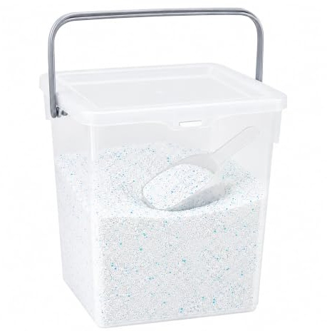 plastific Plastic 5L Storage Container With Lid and Carry Handle - Soap Laundry Washing Powder Washing Powder Storage Container, laundry Room Accessories (5L - Transparent)