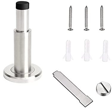 JZK Türstopper mit Gummipuffer aus Edelstahl, 7 cm - 10,8 cm, verstellbar, zur Wandmontage