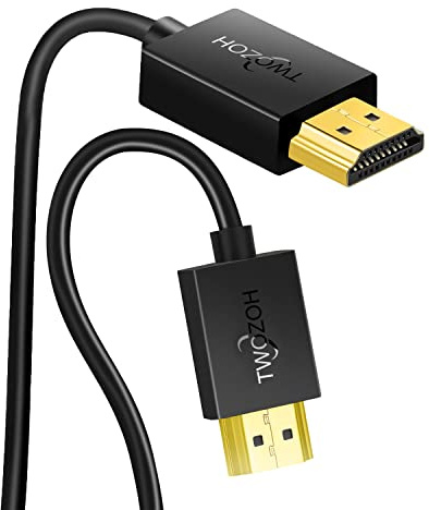 Twozoh Flexible et Slim Câble HDMI 5M, Ultra Thin HDMI vers HDMI Cable Supporte 3D 4K@60Hz/2160P/1080P
