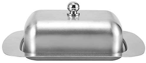 Butter Dish with Lid for Countertop, Stainless Steel Butter Keeper Container to Maintain Freshness and Protect Butter from Dust, Modern Cheese Box Perfect for Everyday Use and Kitchen Decor, Silver