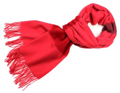 Winterschaldamen, Wollschal Damen Rot Scarf Gestreifte Quaste Halstuch 230x40CM Weich Warm Geschenk