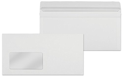 Briefumschläge DIN lang haftklebend wählbar mit oder ohne Fenster Briefhüllen 110x220 mm (50 Stück, mit Fenster)