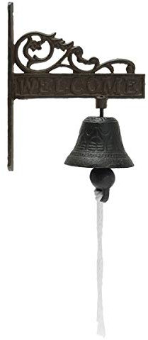 Sudemota Cast Iron Door Bell Vintage Nordic Style Brown Metal Cast Iron Wall Hanging Welcome Dining Bell with Wireless Porch,Garden Decoration.Cast Iron Bell