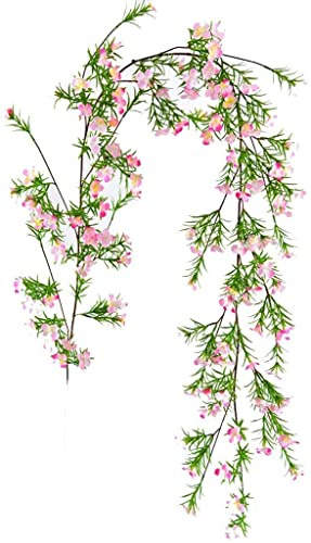 CAZARU Vigne Artificielle, 165Cm/64In Suspendus Artificielle en Plastique Fleur Sauvage Vignes Guirlande Faux Wisteria pour Intérieur/Extérieur/Mariage Décoration De Jardin,Purple