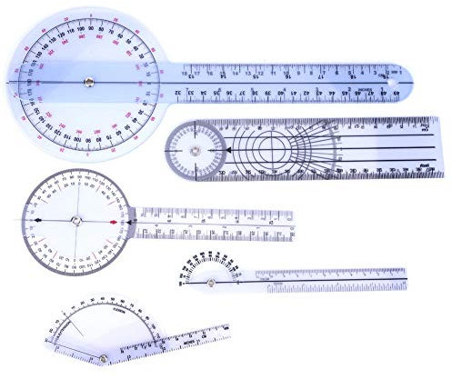 5 Stück 6/8/10 Zoll Goniometer, Transparentes Orthopädisches Winkellineal, Kunststoff-Goniometer 360 Grad für Körpermaßband, Goniometer, Winkelmesser, Medizinisches Lineal,(Satz 2)