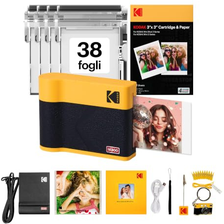 KODAK Mini 3 ERA 7,6x7,6cm Fotodrucker, Geschenkset mit 38 Blatt, Gelb