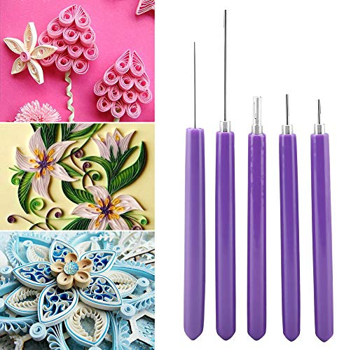 Papier Quilling Tools Set, 5Pcs geschlitzt Quilling Stifte Tool Kit, Multifunktion Verschiedene Größe Quilling geschlitzt Werkzeuge für Kunsthandwerk DIY Papier Blumen Karte Machen