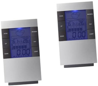 Kisangel 2 Stück Digitalwecker Wanduhr LCD Luftfeuchtigkeit Temperaturuhr Wecker Mit LCD Display Digitalwecker Bildschirmnummer