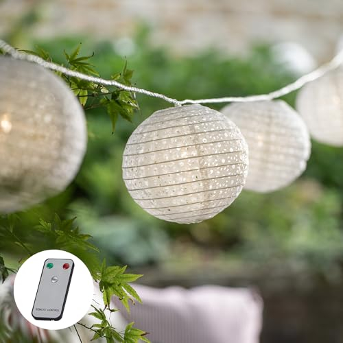 Lights4fun Guirlande Lumineuse Raccordable à 10 Lampions Imperméables de 15 cm Style Lampion Vintage pour Extérieur Jardin