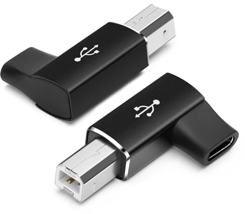 Seminer Adattatore da USB C Femmina a Stampante Maschio (2 Pack), USB Tipo C a USB B Connettore di Conversione Supporto Sincronizzazione Dati Compatibile con MIDI, Stampanti, Pianoforte Elettrico