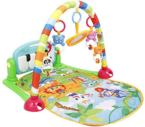 Spielbogen Baby Spieldecke mit Spielbogen Krabbelmatte Krabbeldecke Spielmatte Spielteppich Erlebnismatte Laufgitterfunktion, Kissen, von den Ersten Lebenswochen
