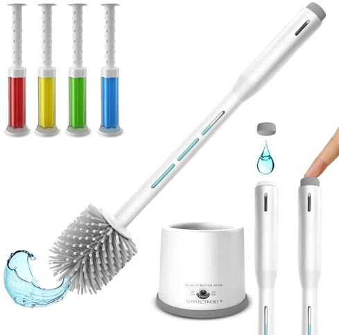 Escobilla de Baño con Dispensador de Jabón Recargable - Escobilla WC - Piacaba casa de banho - Escobilla de Silicona - Escobillero baño (Sello de Gel Antibacterial)