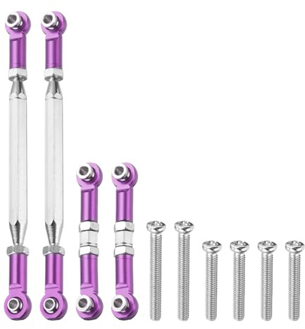 sourcing map 2 Sets Adjustable Turnbuckles Camber Link Linkages Aluminum Alloy Upgrade Parts RC Car Steering Pull Rod Servo Linkages Tie Rod for MN 1:12 D90 RC Car Crawler,Purple