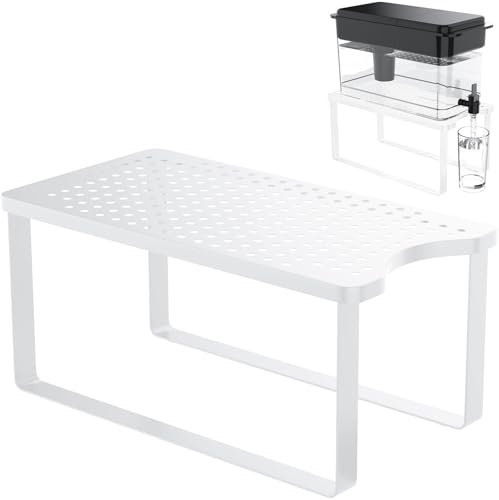 Water Filter Dispenser Stand with Drip Tray - 7.9''W x 14.9''D x 7''H, Metal Stand Designed for Brita Water Filter, Compatible with ZeroWater, PUR, Waterdrop etc - White