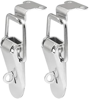 2PCS Spring Loaded Toggle Latch, 90mm Stainless Steel Hasps Clamps, Toggle Clamp Latch with Lock Ring for Box Drawer Cabinet