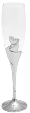 Brillibrum Design 2er Set Champagnergläser Herz Sektgläser versilbert anlaufgeschütz Sektflöten mit Kristallsteinchen & Herz-Motiv Hochzeitsgläser Set (mit Gravur)