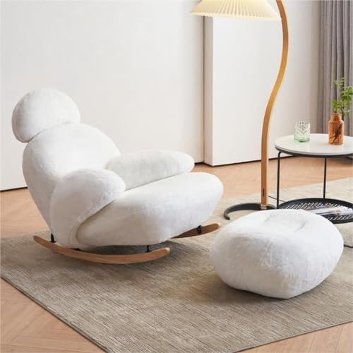 Comfy Lounge Schaukelstuhl mit Fußstütze - Moderner Einzel-Sofasessel für Lesezimmer, Sessel für ultimative Entspannung und Komfort