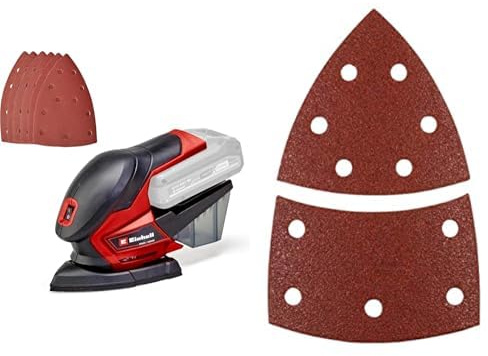 Einhell Lijadora múltiple TE-OS 18/150 Li-Solo Power X-Change (24.000 r.p.m., caja colectora de polvo, adaptador de aspiración de polvo, sin batería ni cargador) + Pack de 5 abrasivos