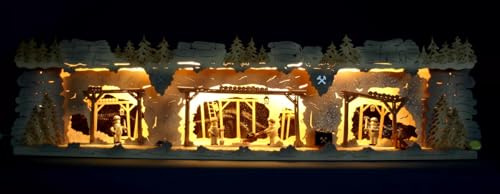 Große 75cm LED Panorama 3D Schwibbogen Sockel/Erhöhung - Bergbau & Bergmänner Exclusiv - Handwerkskunst aus dem Erzgebirge