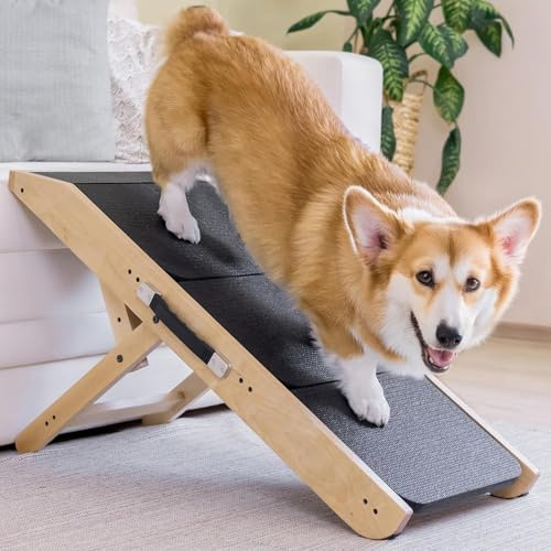 Scale per Cani 2 in 1 Rampa Regolabile 18-50 cm - Pet Gradini con Piattaforma Naturale