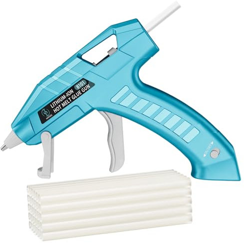 HHYSSG 20W Heißklebepistole Kabellos mit 30 Klebestiften Und Lithium-Ionen-Akku Wiederaufladbare HeißKlebepistole FüR Kleine Heimwerkerprojekte Und Schnelle Reparaturen Im Haus Und BüRo