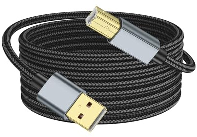 PNGKNYOCN USB-auf-USB-B-Druckerkabel, Hochgeschwindigkeits-USB-2.0-Typ-A-Stecker-auf-USB-Typ-B-Stecker-Druckerkabel für MIDI-Keyboard, DJ-Controller, Scanner und mehr（3M/9.8FT）