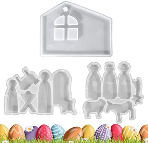 Stampi in silicone per presepe natalizio, stampi per presepe in silicone | Stampi per la produzione di candele in gesso antiaderente per la produzione di gesso in resina sintetica