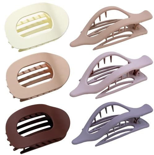 Flat Claw Clips for Women, 6 PCS Flat Hair Clips for Thick Thin Hair | Hair Claw Clips. Nonslip, for Girls Decoration