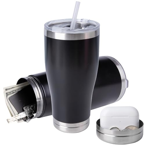 20oz Diversion Safe Wasserflasche, Edelstahlflasche mit verstecktem Fach für die Lagerung-Schwarz