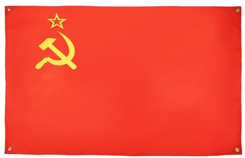 AZ FLAG Bandera URSS 150x90 cm Comunista Poliéster Ligero 4 Ojales | Uso interior Enseña costuras dobles y bordes reforzados con ojales metálicos