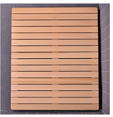 Anpassbares Bambus-Duschmatten-Set, rutschfeste Badematten aus Holz für den Innen- und Außenbereich, Lattendesign für Badewanne, Dusche, Sauna, Pool, Whirlpool – 75 x 90 cm