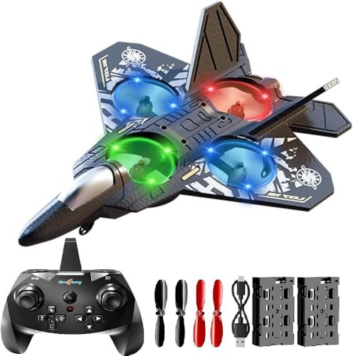 Remote Control Airplane for Kids Boys Beginners 8-12, RC Plane with Light, 360° Flip Fighter Jet Toys, Stunt Roll, Airplane Toy Gifts for Kids Boys Girls 8-16 Drone for Adults