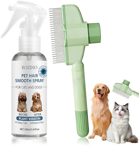 Entfilzungsspray Hund & Katze, Fellpflege Spray, Fellblitz Bürste Katze | Katzenbürste, Fellpflege und & Katze, Entfernt Mühelos Verfilzungen, Desodoriert, Entfernt Gerüche