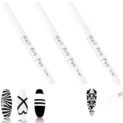 Nurila 3 Stück Nagellack Stift, Weiß French Nails Schablone, Nagellackstifte für Nägel, Nagellack Set, Weiß Nagelstift Nagelkunststift, Nail Art Pen für DIY Nagelkunst Maniküre Nageldesign Malerei